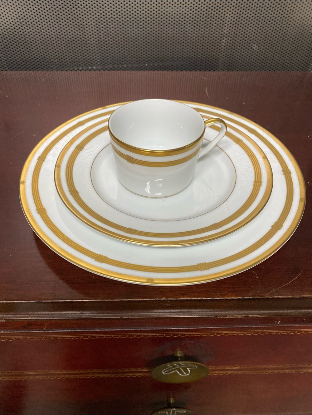 Christian Dior White and Gold Rim Porcelain Tea Set - Classic Elegance